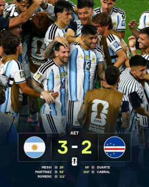 A 111th-minute Diney Borges own goal saved holders Argentina from one of the biggest shocks in World Cup history as they scraped past heroic debutants Cape Verde in the last 32.