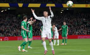 Cristiano Ronaldo was sent off for the first time in international football as Portugal missed the chance to secure World Cup qualification with a surprise 2-0 defeat by the Republic of Ireland at Aviva Stadium.