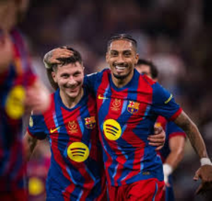 Holders Barcelona thrashed Athletic Club to reach the Spanish Super Cup final in Saudi Arabia.